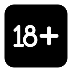 Fototapeta premium 18+ age restriction symbol icon. Commonly used for labeling adult content, age-restricted products, websites, apps, or media. Clean and simple design suitable for universal use.