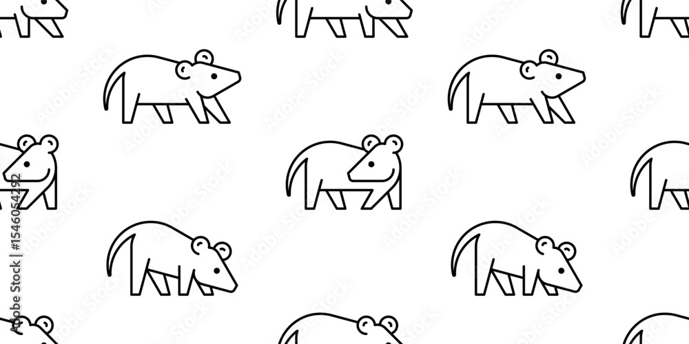 Poster seamless pattern with opossum logo. isolated on white background