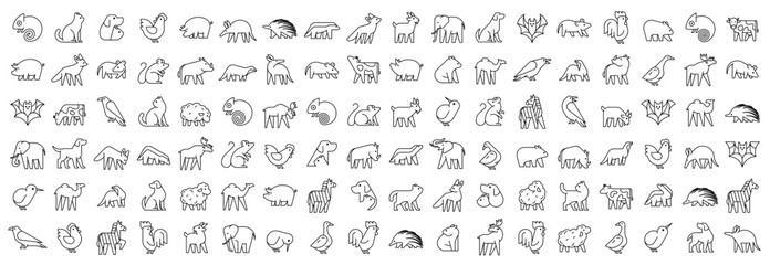 Animals logos collection. Animal logo set. Geometrical abstract logos. Icon design