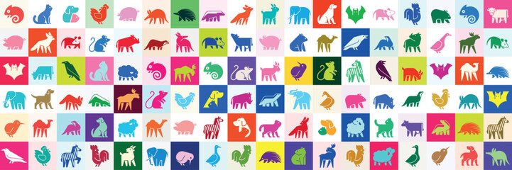 Animals logos collection. Animal logo set. Geometrical abstract logos. Icon design