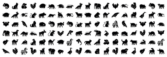 Animals logos collection. Animal logo set. Geometrical abstract logos. Icon design
