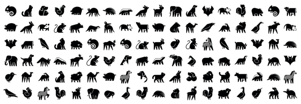 Animals logos collection. Animal logo set. Geometrical abstract logos. Icon design