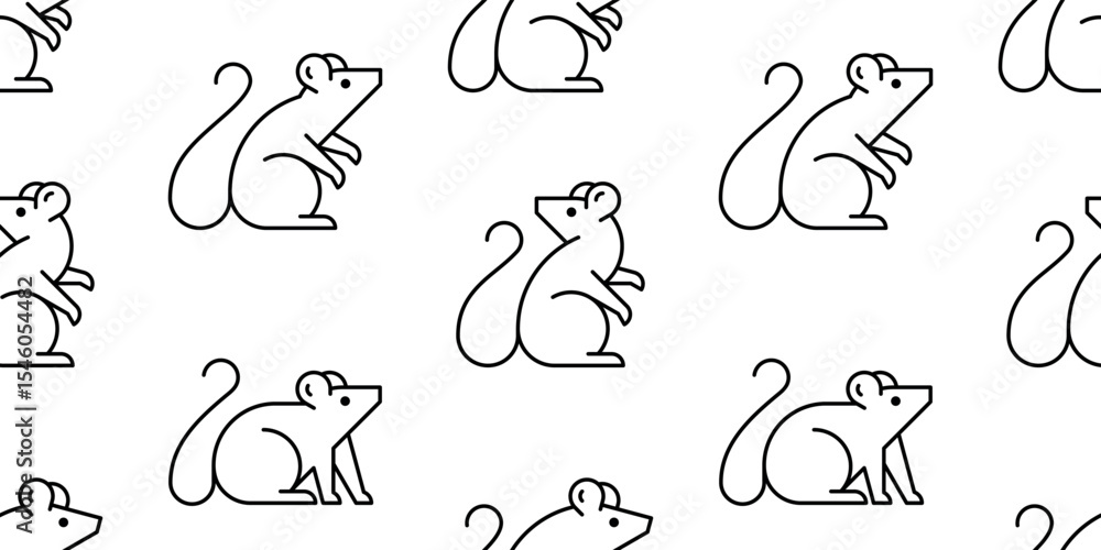 Poster seamless pattern with rat logo. isolated on white background