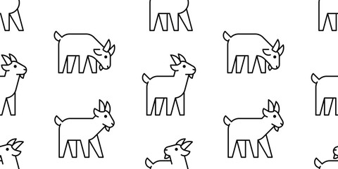Seamless pattern with Goat logo. isolated on white background
