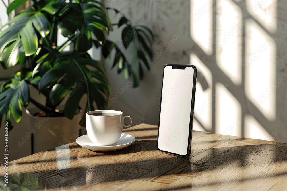 Aufkleber flawless visual of smartphone mockup with blank screenle table 3d render