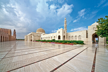 Sultan Qaboos Grand Mosque With Blue Sky