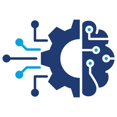 Ai Integration Flat Blue Icon