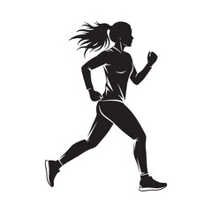 Athletic woman running showing her physical prowess and readiness for training - woman running silhouette - woman running Vector - Silhouette of woman running
