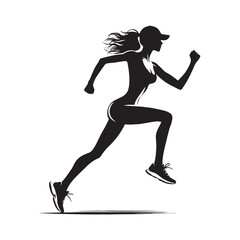 Agile lady running showcasing quick movements and impressive speed outdoors - lady running silhouette - lady running Vector - Silhouette of lady running
