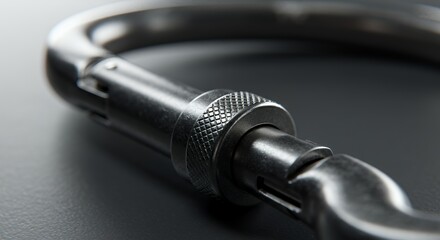 Close-up of a Metal Carabiner: Strength and Detail
