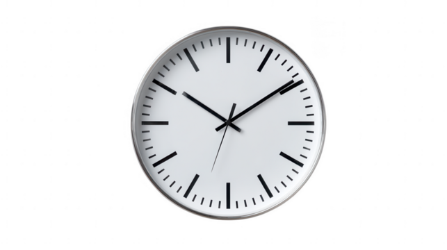 A simple white and silver round clock isolated on transparent background - Powered by Adobe