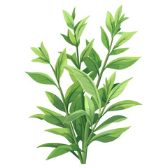 Fototapeta premium Fresh green leaves sprouting from vibrant plant, symbolizing growth and vitality