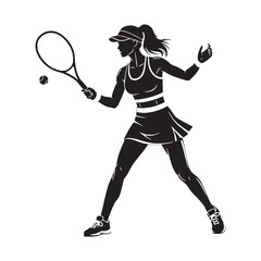 Strong female athlete showcasing immense determination and competitive spirit - female athlete silhouette - female athlete Vector - Silhouette of female athlete
