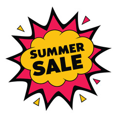 Fototapeta premium EyeCatching Summer Sale Promotion Pink and Yellow Bursting Design Element with Text