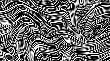 Dynamic black and white abstract background with intricate, flowing, and visually captivating wavy lines.
