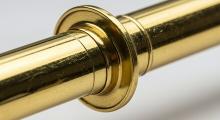Naklejka premium Close-up of Brass Telescope's Sliding Extension Mechanism, Revealing Intricate Details