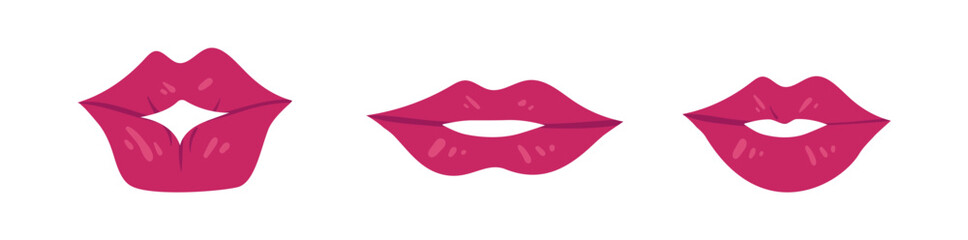 Sexy lips of women or girls flat vector illustrations set