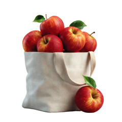 Fresh red apples bag farm market image with natural setting close-up view