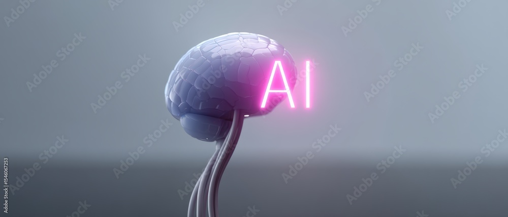Poster ai brain innovation digital space graphic design futuristic environment close-up view conceptual tec