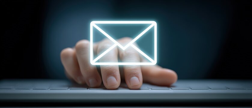 Email notification action digital workspace visual concept modern technology environment close-up view communication strategy