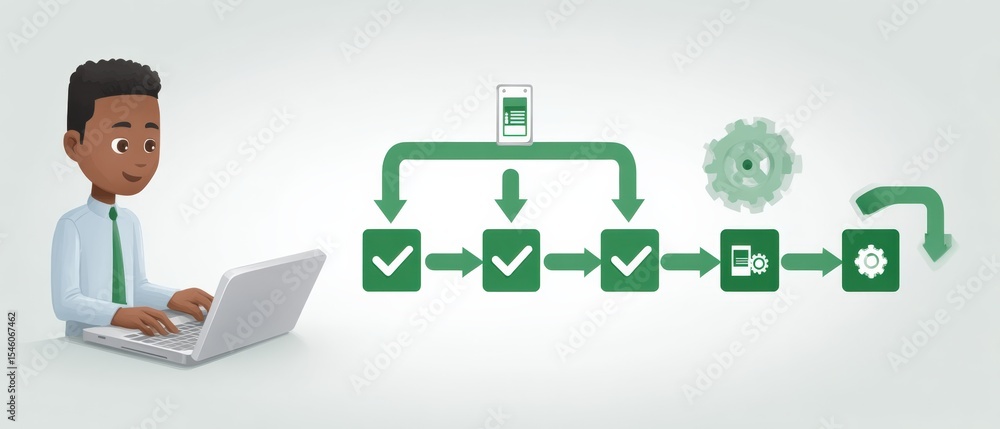 Poster workflow optimization action for business professionals using technology office environment digital 