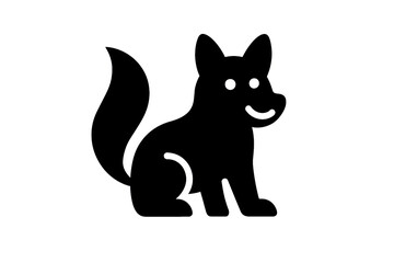 Black Fox Silhouette Illustration on White Background