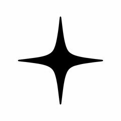 Fototapeta premium Black Four Pointed Star on White Background