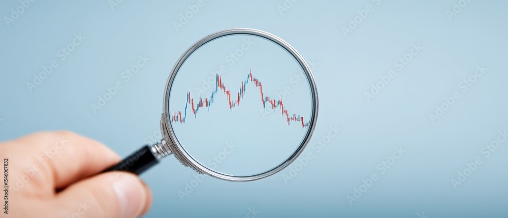 Aufkleber analyzing financial trends with a magnifying glass office setting conceptual image business environm