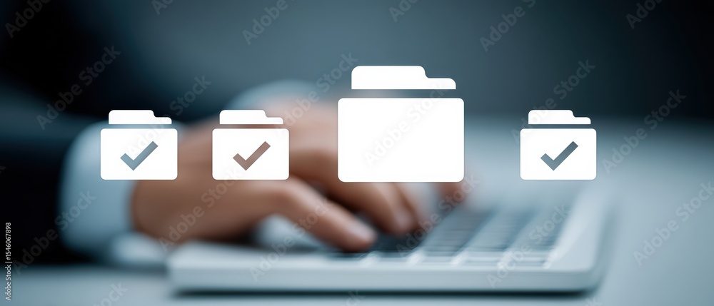Poster efficient file management techniques office digital content professional environment close-up viewpo