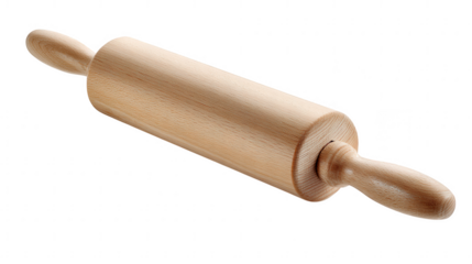 Wooden rolling pin isolated on transparent background