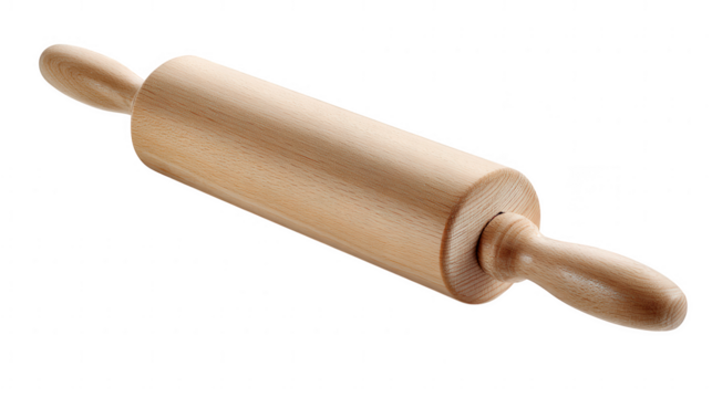 Wooden rolling pin isolated on transparent background