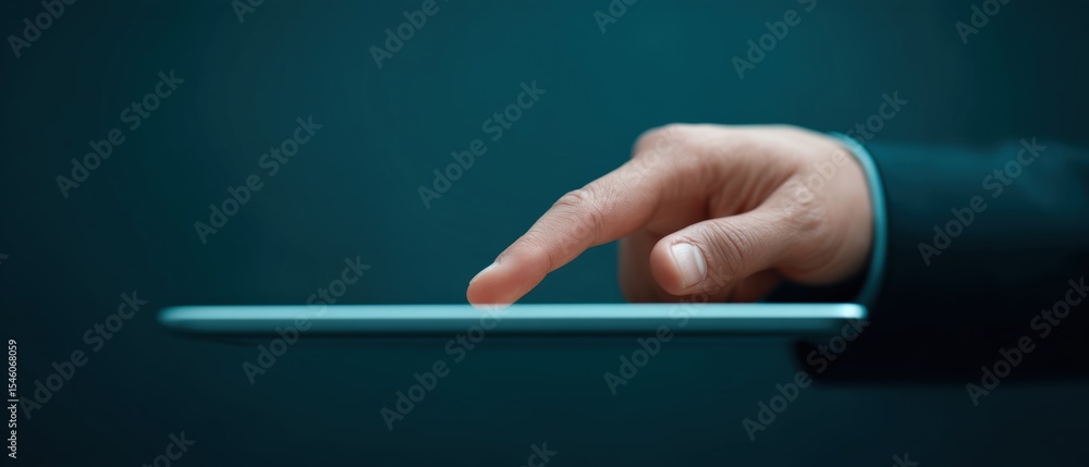 Poster digital interaction with touchscreen device office space technology demonstration indoor environment