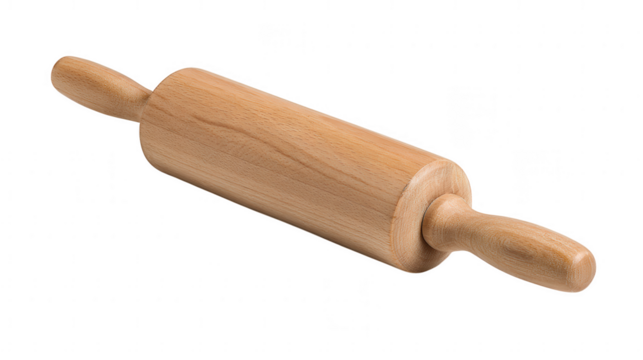 Wooden rolling pin isolated on transparent background