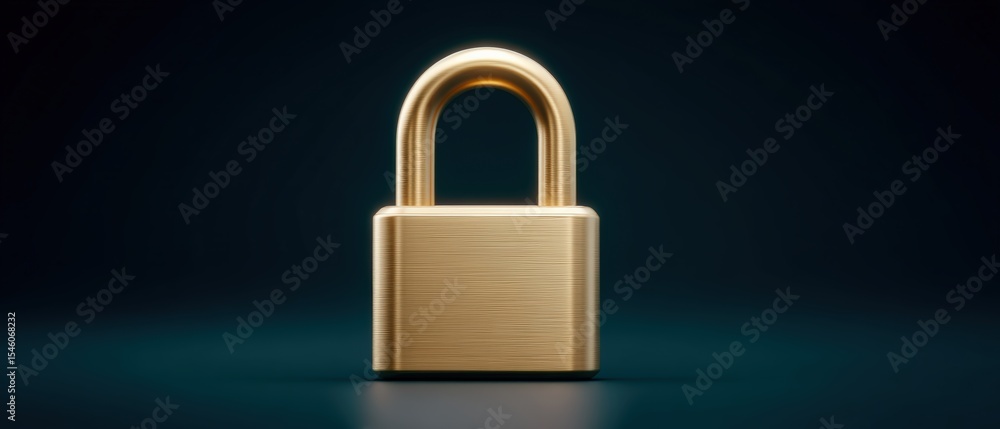 Poster security measures in technology exploring a golden padlock in a minimalist environment focus on cybe