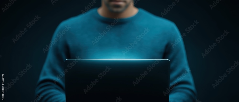 Aufkleber engaging technology use modern workspace digital interaction dark environment close-up view innovati
