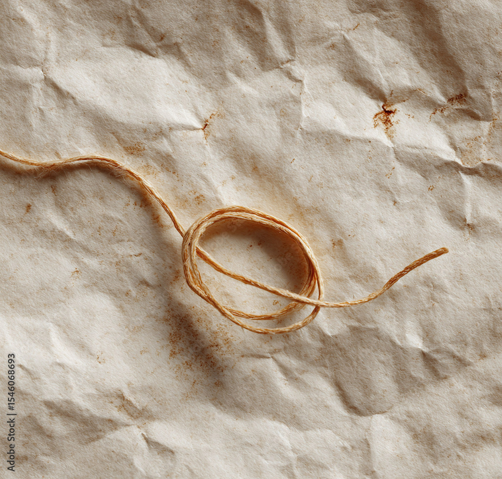 Aufkleber rustic aged paper texture with coiled string. evokes history, craftsmanship, nostalgia. use for vint