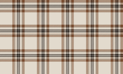 Seamless plaid fabric pattern, beige, brown, white, black, looks elegant and classic, suitable for designing clothes, skirts, pants, shirts, and other clothing in all styles.