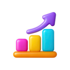 Obraz premium Colorful 3D Bar Graph Showing Upward Trend on Dark Background