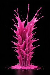 Vibrant Pink Paint Splash on Black Background