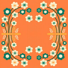 vector floral ornament in the style of the russian folk art