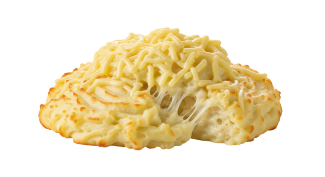 Mashed Potatoes with Cheese isolated on Transparent Background. American food