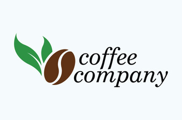 Coffee Bean and Leaves Logo for Coffee Company Natural Fresh Roast