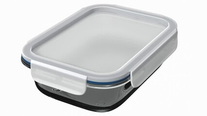 A rectangular glass food storage container with a transparent lid designed for preserving and organizing food.