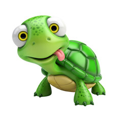 Fototapeta premium Humorous amphibian character sticking out tongue on a simple black background