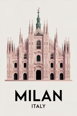 Vintage Travel Poster of Milan, Italy

