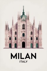 Vintage Travel Poster of Milan, Italy

