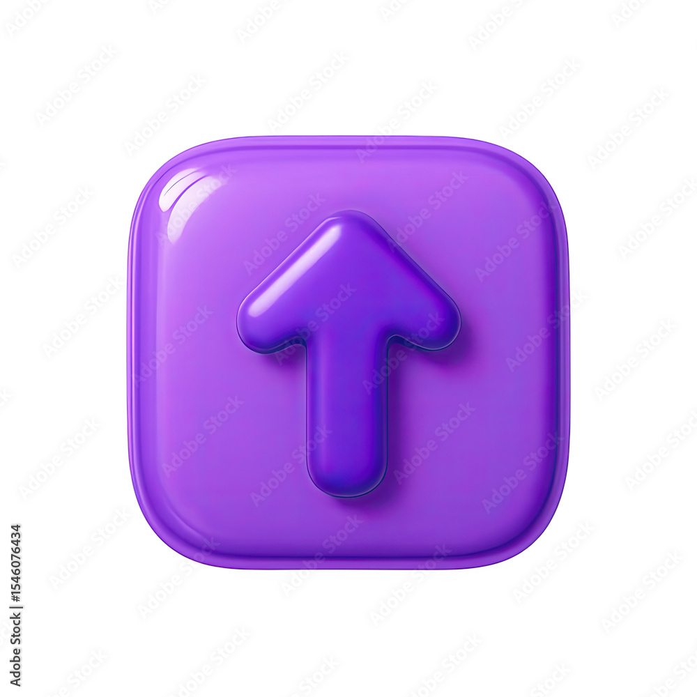 Poster glossy purple upload arrow icon on square button