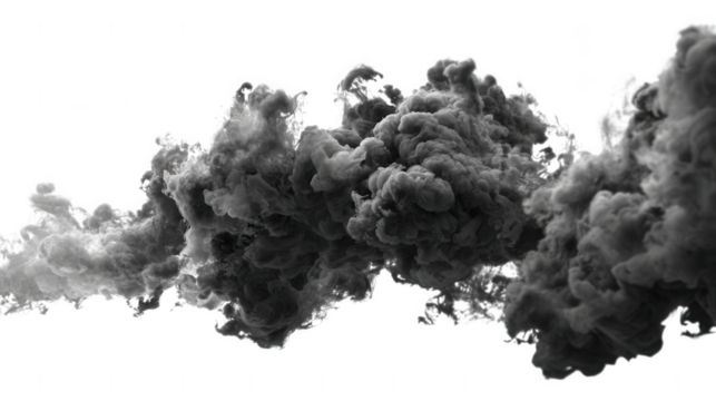 Black ink cloud isolated on transparent background