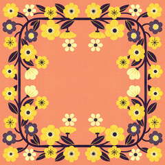 vector floral ornament in the style of the russian folk art