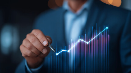 Businessman Analyzing Sales Data for Effective Growth Strategies